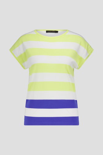 Pull blanc avec motif rayé jaune de Claude Arielle pour Femmes