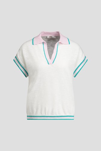 Le devant de Pull blanc en maille à manches courtes de Libelle pour Femmes