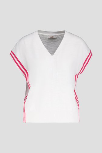 Pull blanc sans manches avec col en V de Libelle pour Femmes