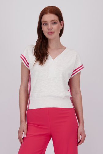 Pull blanc sans manches avec col en V de Libelle pour Femmes