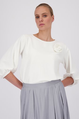 Pull blanche avec détail floral, female, Marque: More & More
