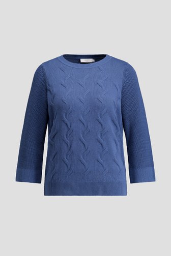 Le devant de Pull bleu à manches 3/4 de Liberty Island pour Femmes