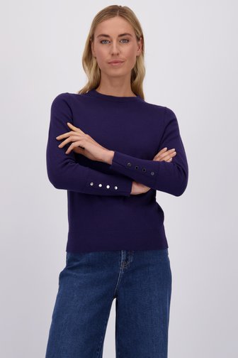 Le devant de Pull bleu avec boutons métalliques de Liberty Island pour Femmes