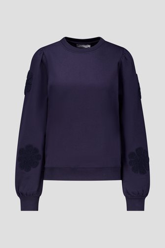 Photo produit 1 de Pull bleu avec broderies de Geisha pour Femmes
