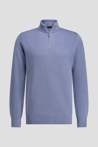 Le devant de Pull bleu chiné avec zip court de Dansaert Blue pour Hommes