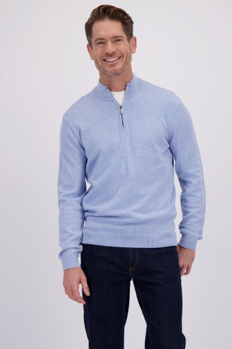 Le devant de Pull bleu clair à col zippé de Dansaert Blue pour Hommes