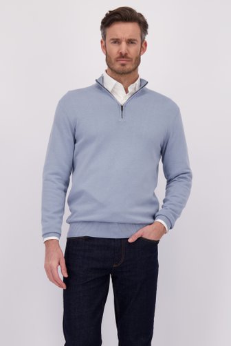 Le devant de Pull bleu clair à col zippé de Michaelis pour Hommes