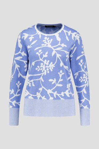 Pull bleu clair à fleurs blanches de Signature pour Femmes
