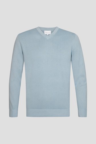 Le devant de Pull bleu clair en maille à col V de Michaelis pour Hommes