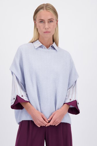 Le devant de Pull bleu clair en maille à manches courtes de D'Auvry pour Femmes