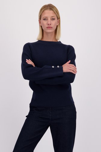 Le devant de Pull bleu côtelé de D'Auvry pour Femmes