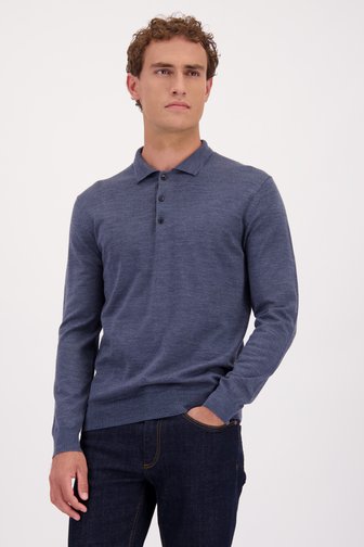 Le devant de Pull bleu en laine mérinos de Upper East pour Hommes