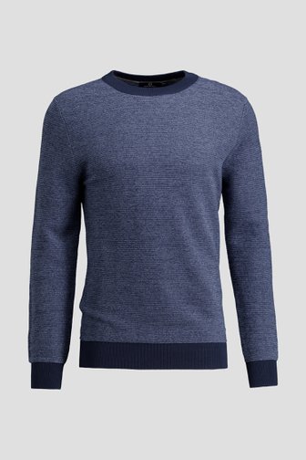 Pull bleu en maille à rayures