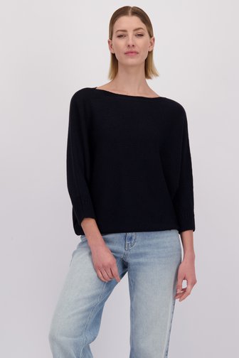 Le devant de Pull bleu en maille avec manches chauve-souris de More & More pour Femmes