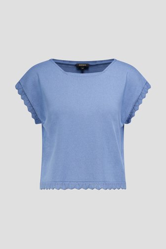 Photo produit 1 de Pull bleu en maille fine à manches courtes de More & More pour Femmes