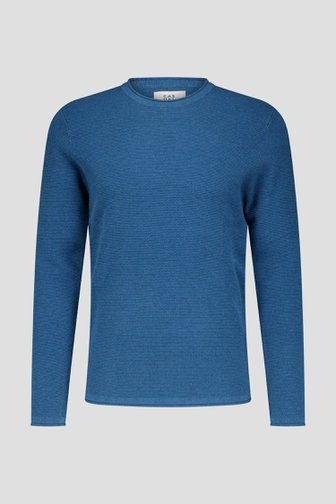 Pull bleu finement texturé de Casual Five pour Hommes