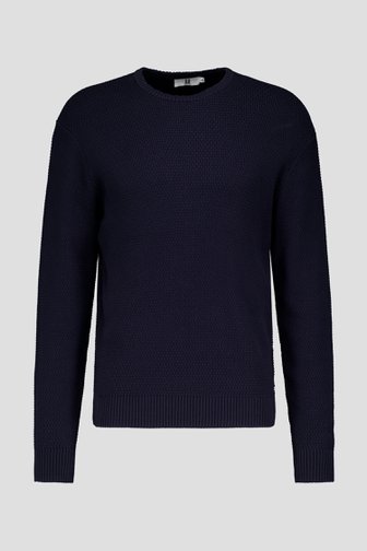 Pull bleu foncé à structure fine de Upper East pour Hommes