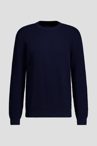 Le devant de Pull bleu foncé avec rayures tricotées de Ravøtt pour Hommes