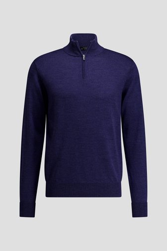 Photo produit 1 de Pull bleu foncé en laine à col zippé de Dansaert Black Premium pour Hommes