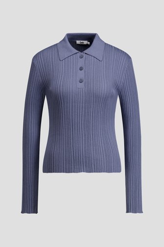 Le devant de Pull bleu gris à col polo de Louise pour Femmes
