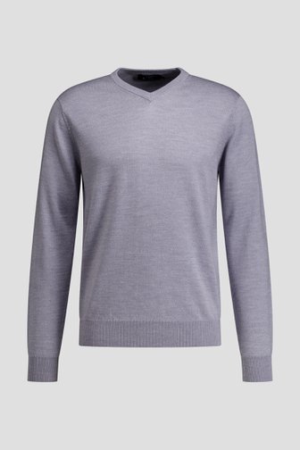 Le devant de Pull bleu gris en laine à col V de Dansaert Black Premium pour Hommes