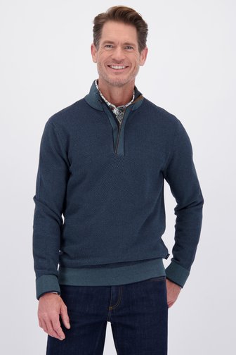 Le devant de Pull bleu-vert à col montant de Dansaert Blue pour Hommes