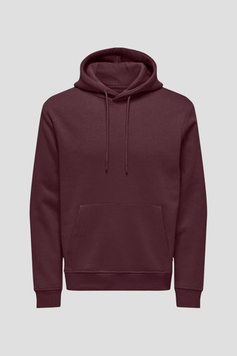 Le devant de Pull bordeaux à capuche de Only & Sons pour Hommes