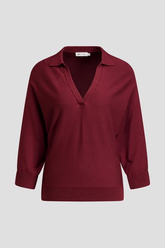 Le devant de Pull bordeaux à col en V de D'Auvry pour Femmes