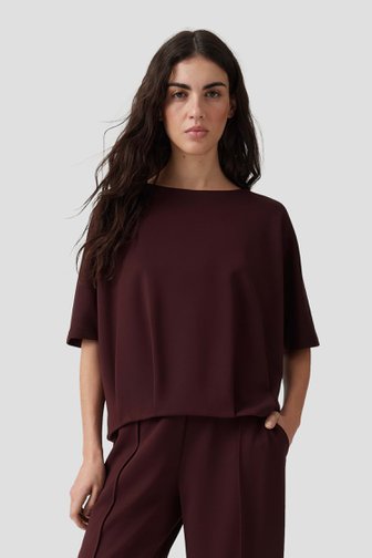 Le devant de Pull bordeaux à manches trois-quarts de Opus pour Femmes