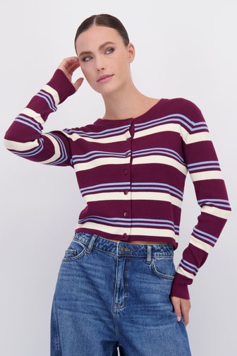 Le devant de Pull bordeaux à rayures avec boutons de JDY pour Femmes