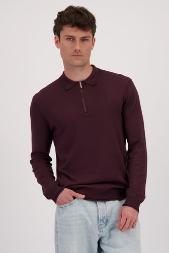 Le devant de Pull bordeaux avec courte fermeture zippée de Only & Sons pour Hommes