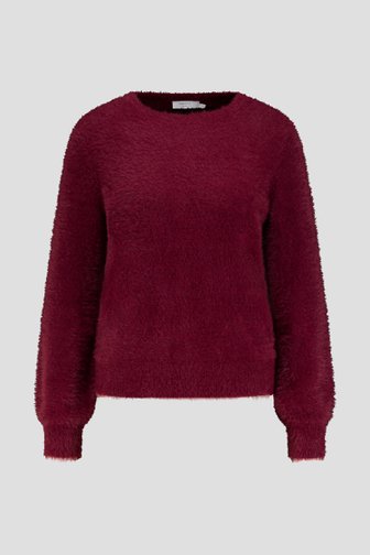 Le devant de Pull bordeaux en tissu imitation fourrure de Liberty Island pour Femmes