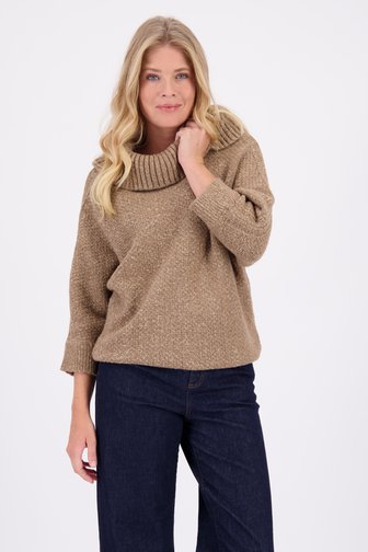 Le devant de Pull brun à manches chauve-souris de Libelle pour Femmes