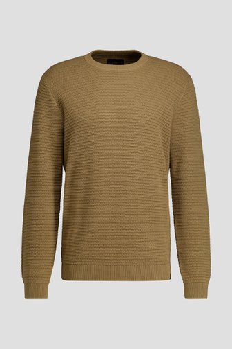 Le devant de Pull brun avec rayures tricotées de Ravøtt pour Hommes