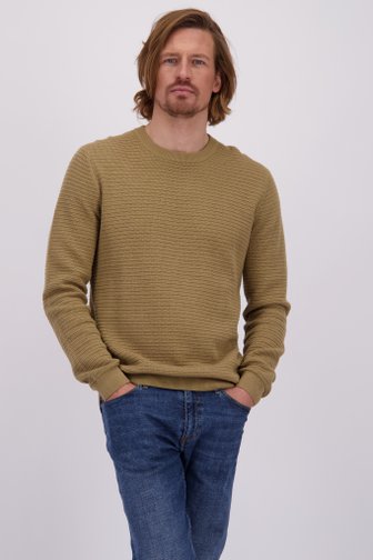 Le devant de Pull brun avec rayures tricotées de Ravøtt pour Hommes