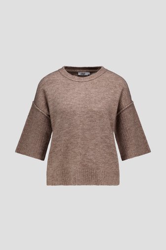 Le devant de Pull brun clair à manches trois-quarts de Libelle pour Femmes