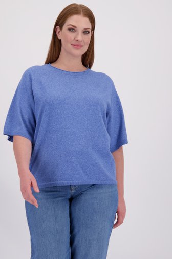 Le devant de Pull chiné bleu avec manches courtes de ONLY Carmakoma pour Femmes