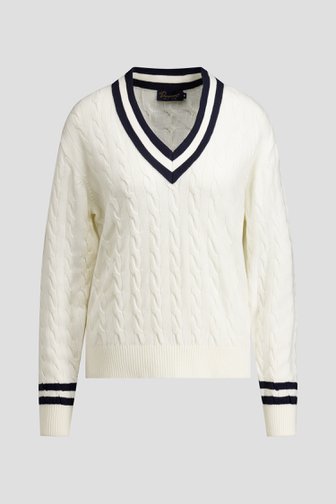 Le devant de Pull de golf blanc à motif torsadé de Dansaert Golf Club pour Femmes