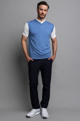 Le devant de Pull de golf sans manches bleu de Dansaert Golf Club pour Hommes