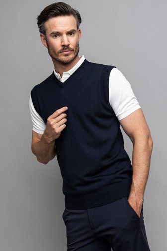 Le devant de Pull de golf sans manches bleu foncé de Dansaert Golf Club pour Hommes