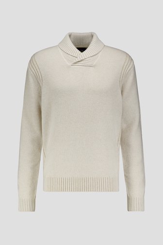 Le devant de Pull écru à col châle en maille de Dansaert Blue pour Hommes