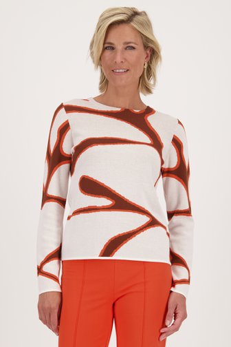 Pull écru à motif marron-orange	 de Claude Arielle pour Femmes