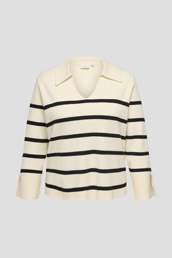 Pull écru à motif rayé noir de Only Carmakoma pour Femmes
