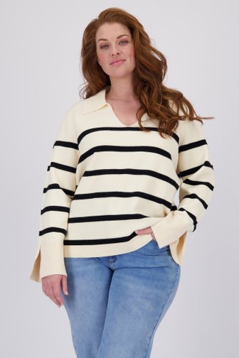 Pull écru à motif rayé noir de Only Carmakoma pour Femmes