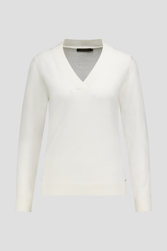Pull écru avec encolure en V