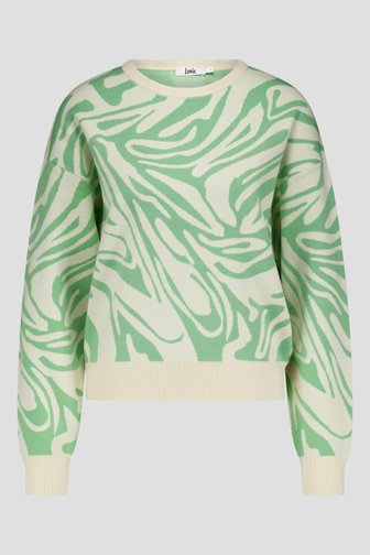 Pull écru avec motif vert clair de Louise pour Femmes