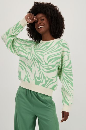 Pull écru avec motif vert clair de Louise pour Femmes