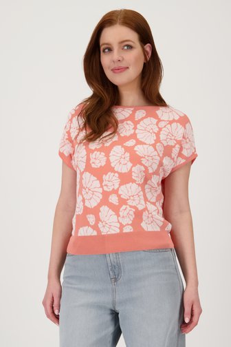 Pull en corail avec imprimé blanc cassé de Libelle pour Femmes