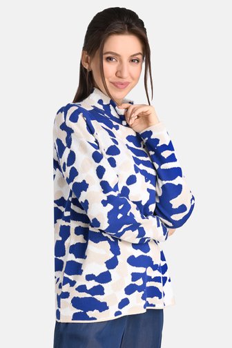 Pull en jacquard bleu et beige de Bicalla pour Femmes