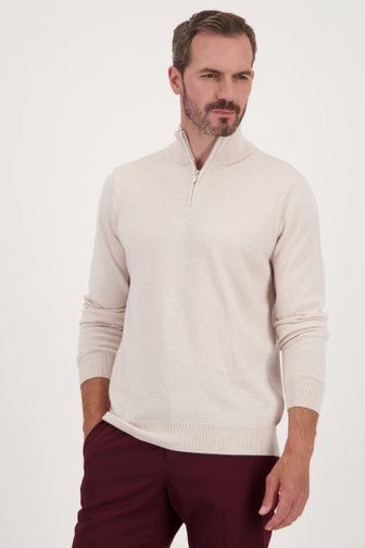 Pull en laine beige avec fermeture éclair courte de Dansaert Black pour Hommes
